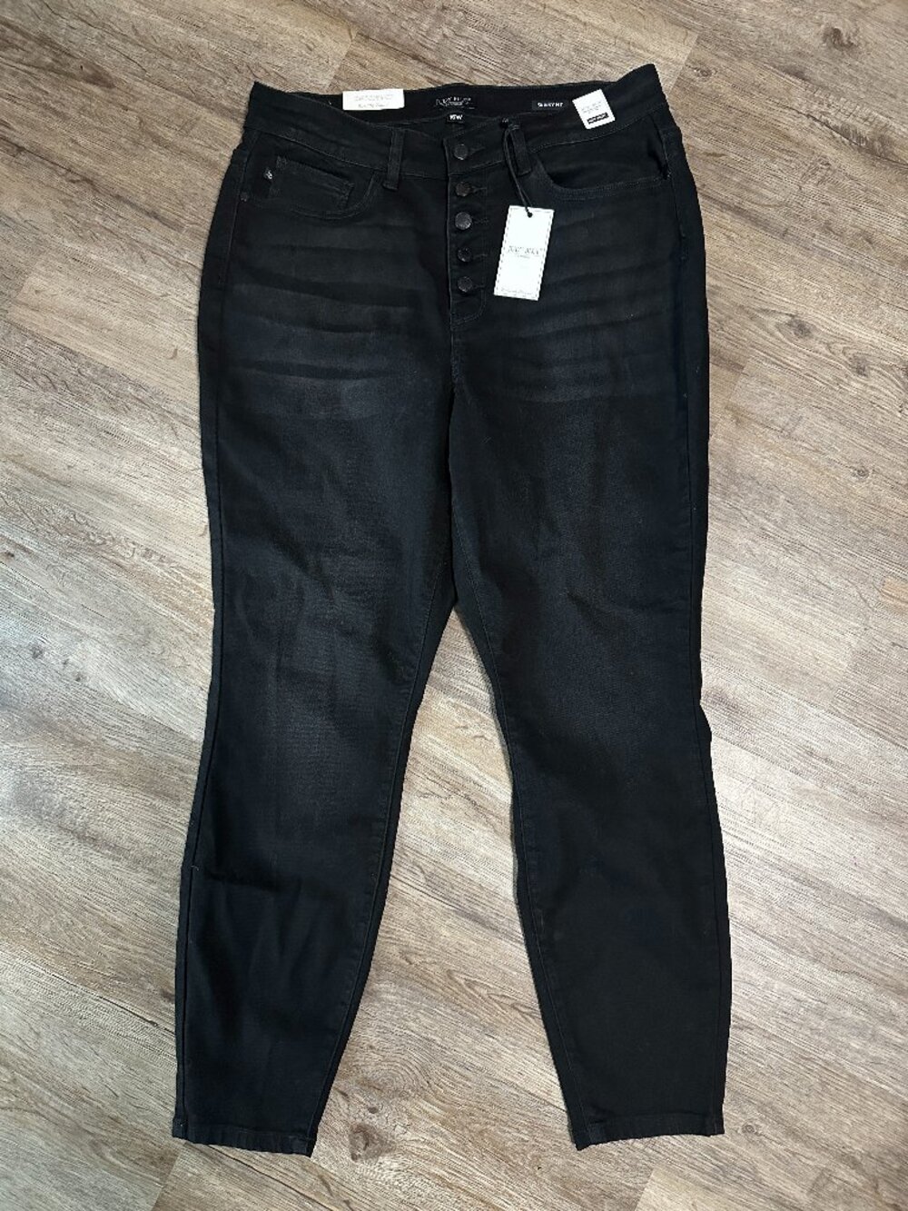 NWT Judy Blue Slim Fit Jeans 16W Button Fly High Rise Black Dark Wash